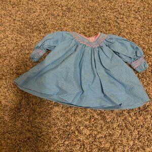 Petit Ami Smocked Blouse 3 Months Blue and White Check Long Sleeve Button Back